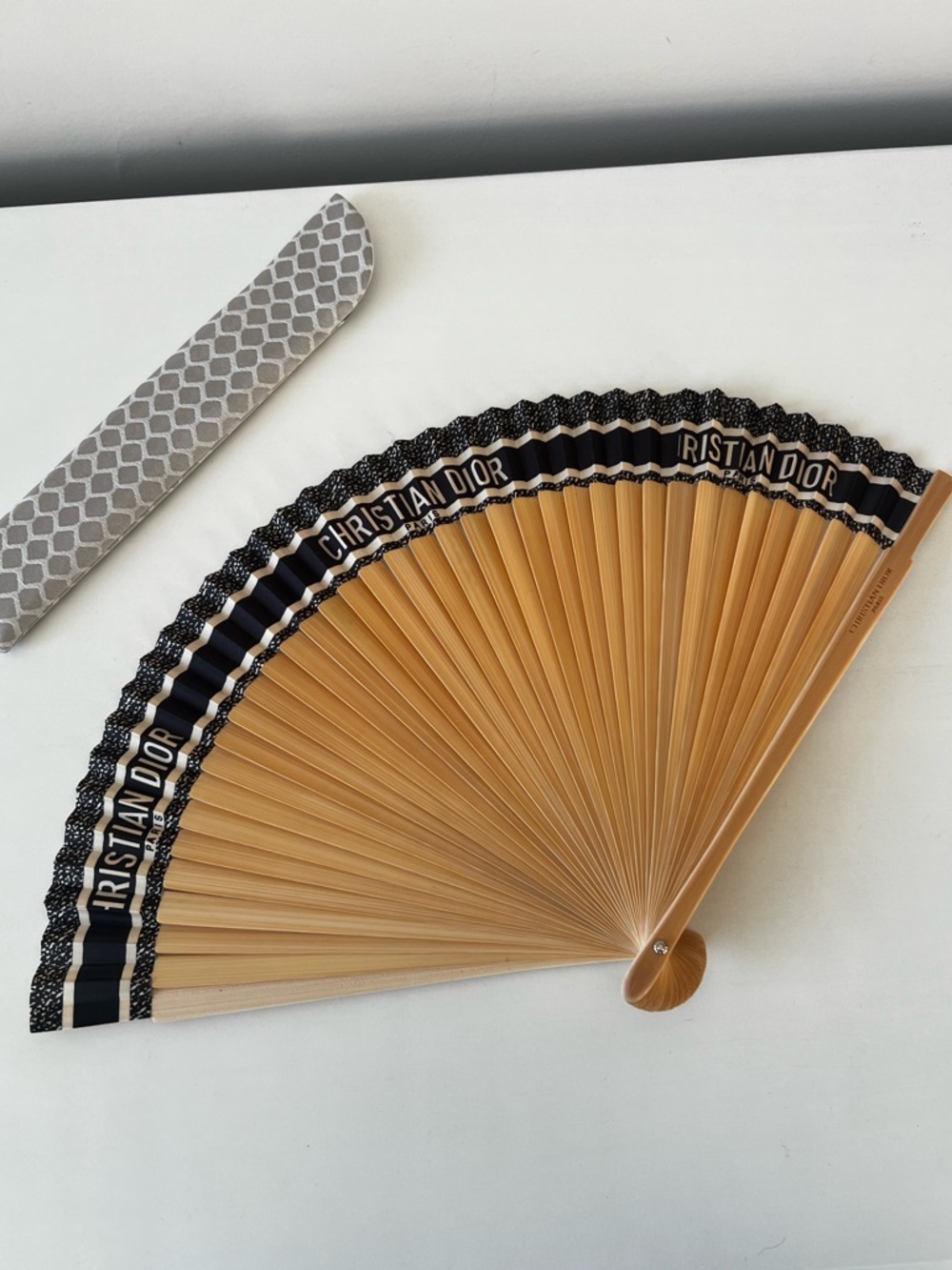 Dior Beige and Black Signature Folding Fan
